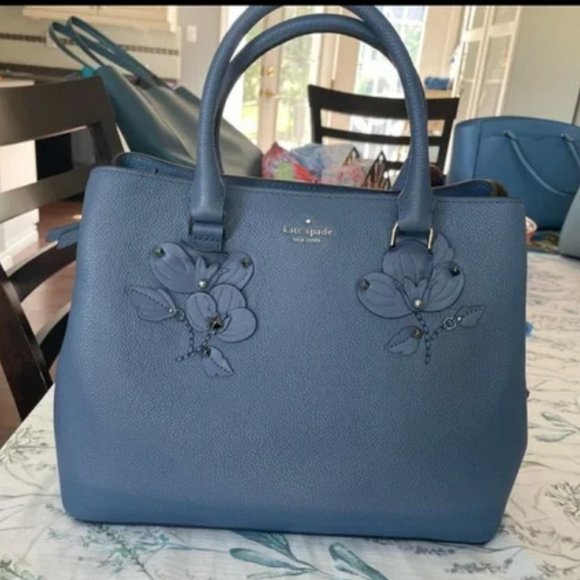 Kate Spade Slate Blue Crossbody Bag with Floral Accents - Picture 10 of 11